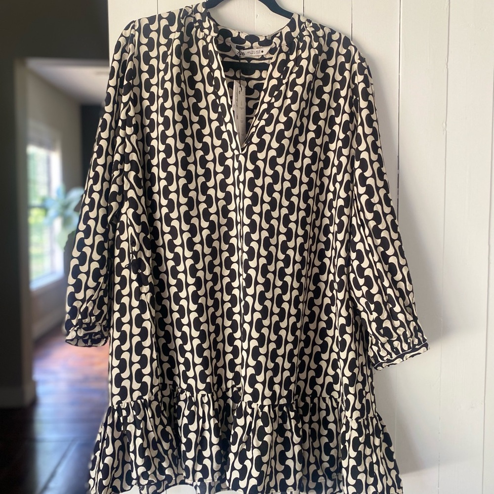 Zara Monochrome Patterned Dress